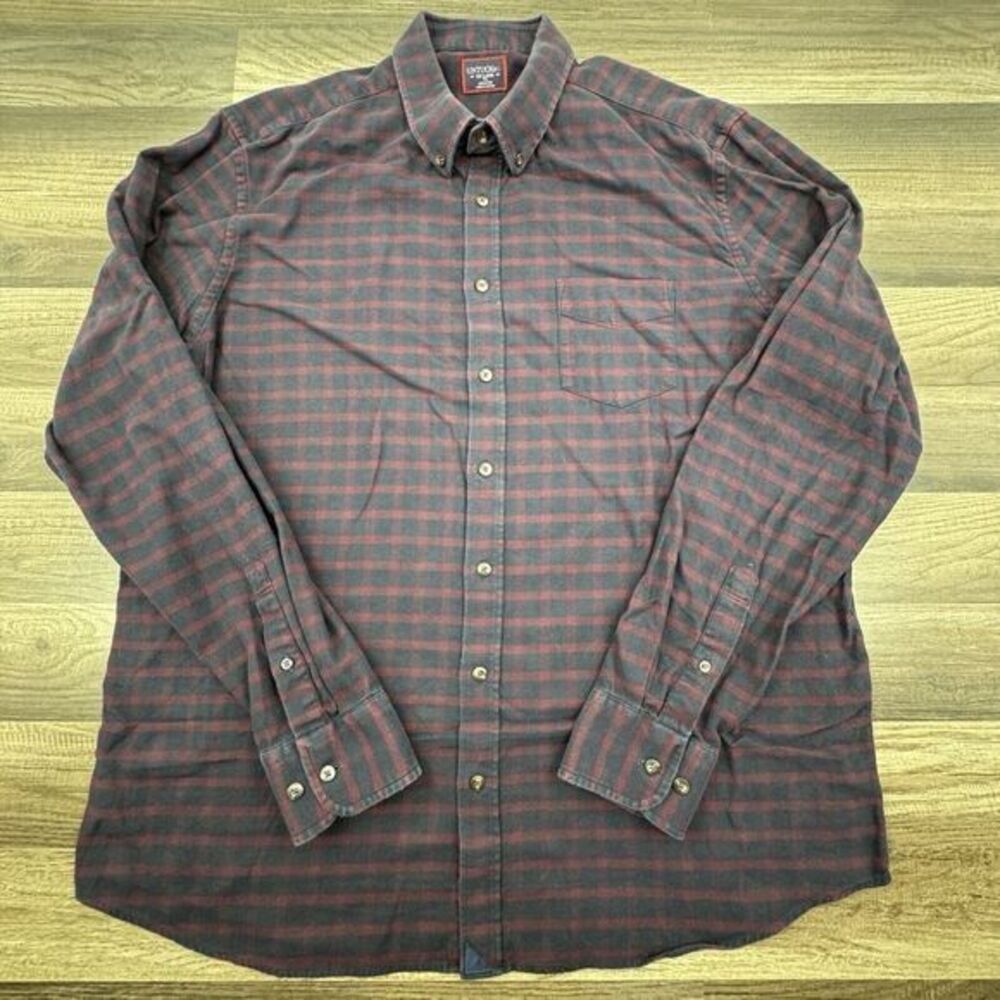 Untuckit Shirt Mens 2XLT Tall Black Red Check Button Up Casual Long‎ Sleeve